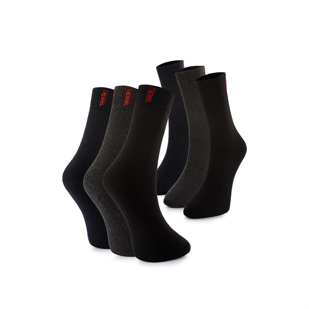 3 PAIRS OF MEN'S THERMAL SOCKS - BLACK - GRAY - SMOKED 