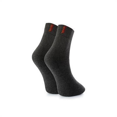 2 PAIRS MEN'S THERMAL SHORT SOCKS - BLACK - GRAY 